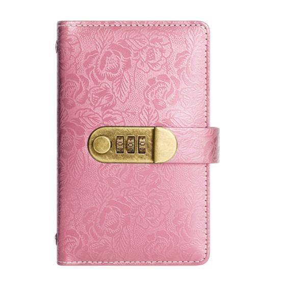 Financial Planning Notebook A6 Password Lock Cash Budget Organizer, PU Leather And Relief Cover, Security Binder 100 Pocket Savings Challenge Booklet