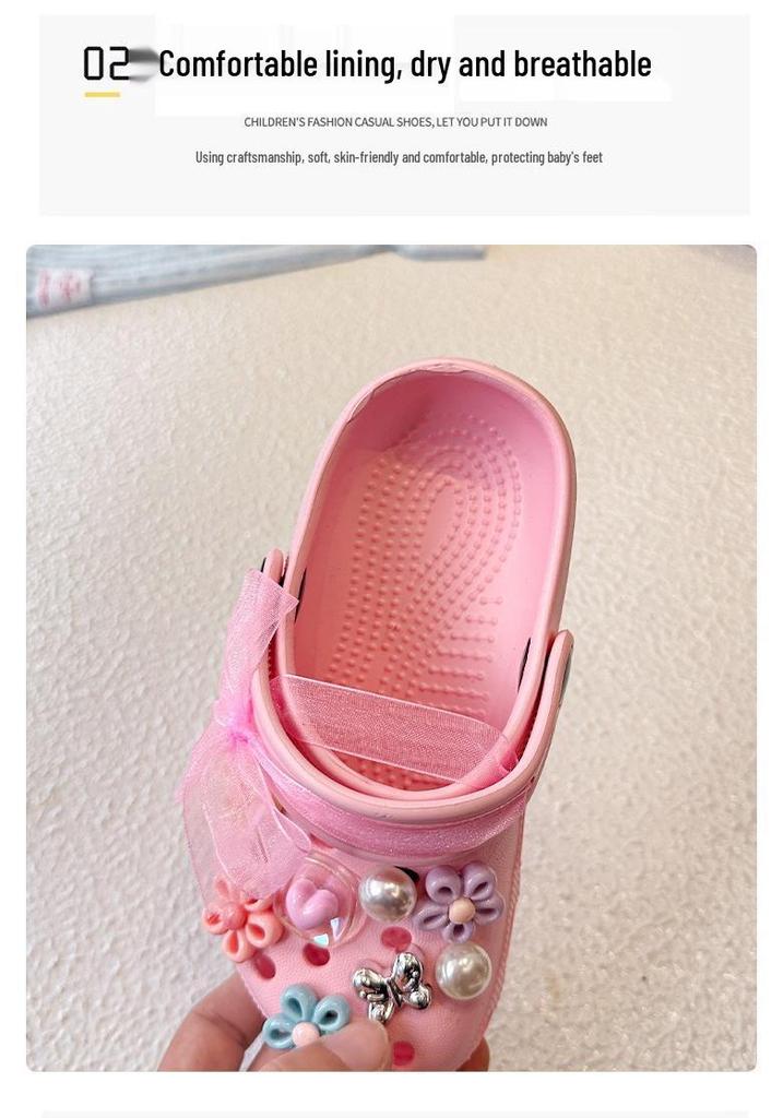 Non-slip Princess Flower Summer 2026 Girls' Sandals - Baby & Home, Outdoor, Parent-Child Slip-on Shoes