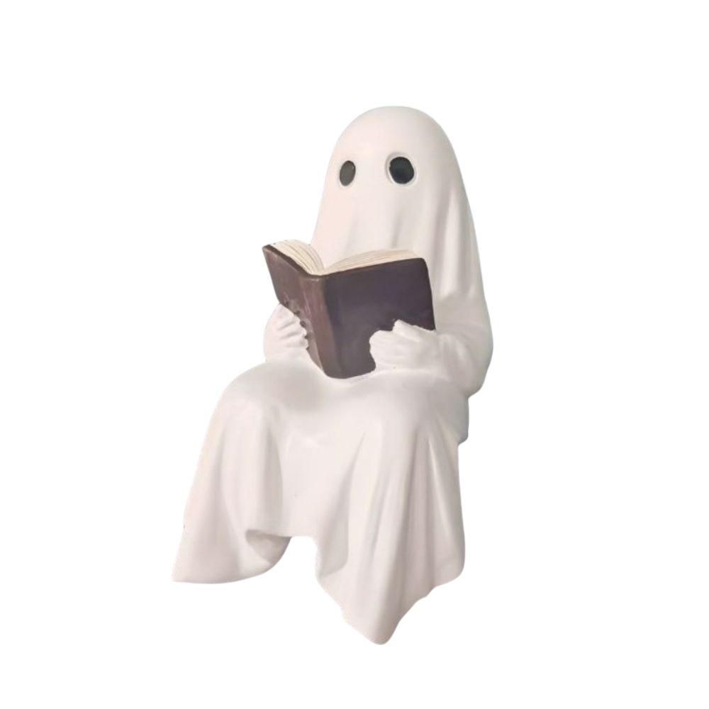 

с Книгой Сидящая Статуя Призрака Хэллоуин Читающая Статуя Призрака Украшение Призрака Настольное Украшение