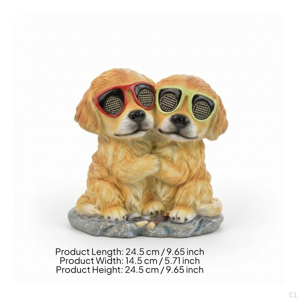 SunPowered Garden Ornament Playful Figure with Solar Light Lighted Resin Animal Statue for