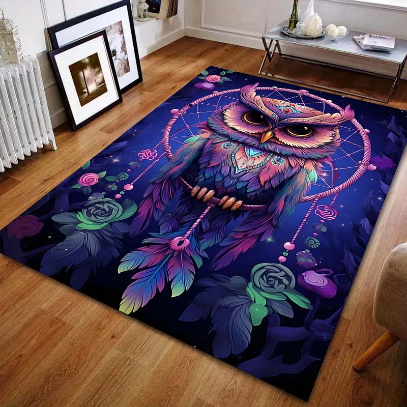 Owl Dream Catcher Creative Print Carpet for Living Room Bedroom Bedside Sofa Table Floor Mat Home Area Rug Decoration