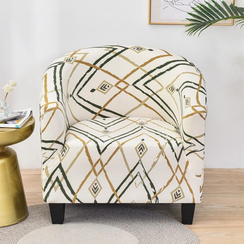 Elastic Full Package Semi-circular Bathtub Small Single Person Sofa Cover, Internet Cafe Coffee Shop Wine Room Print Cover