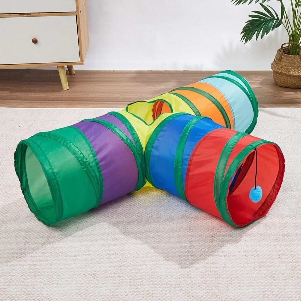 Colorful Folding Cat Tunnel Toys Breathable Kitty Training Toy Pet Collapsible Tube Toy  Training