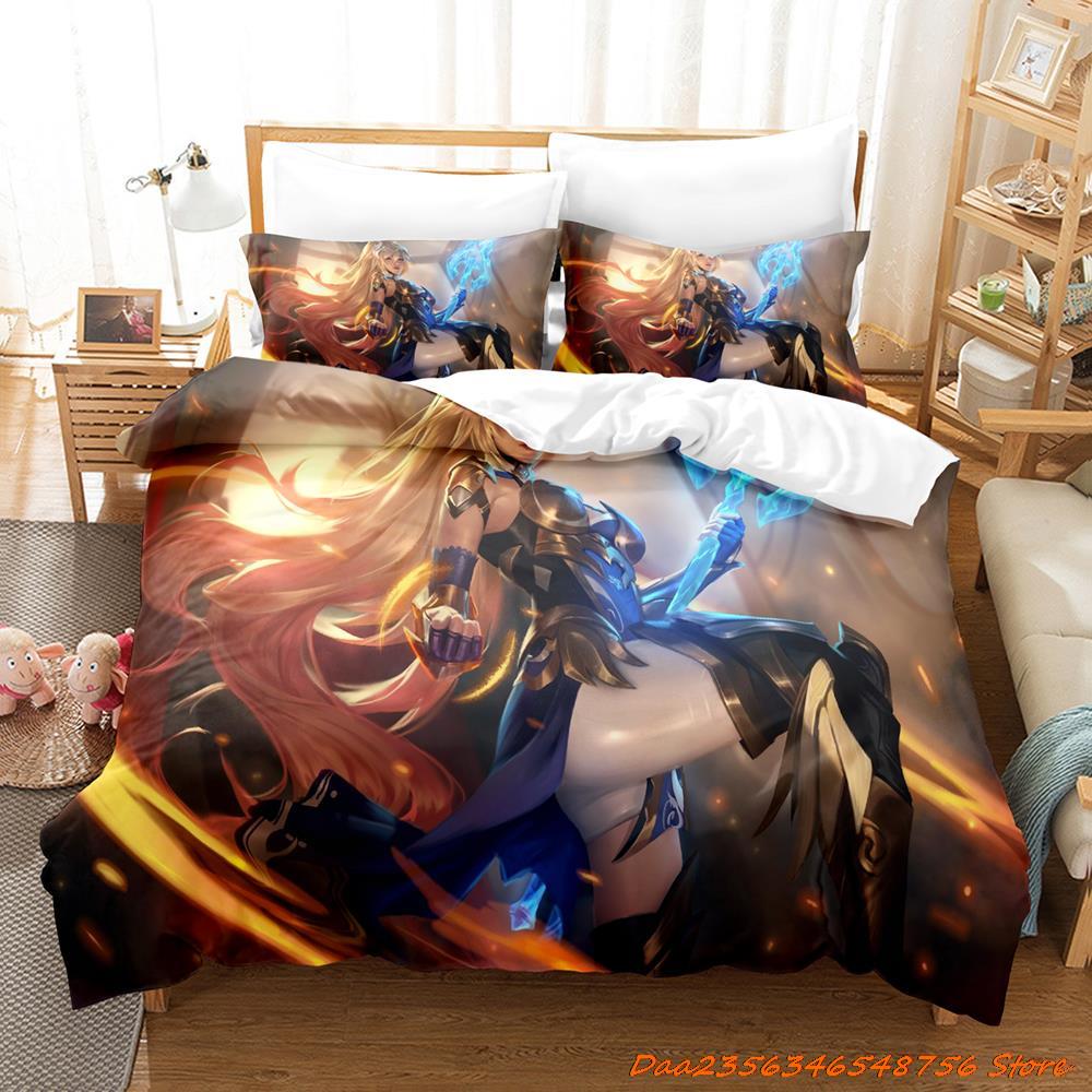 Bettdecke Honkai Impact 3 Bettwäsche-Set Cartoon Anime Dreiteiliges Set Erwachsener Kind Schlafzimmer Bettdecken-Sets 3D Kawaii Mädchen Niedlich Damen Bettwäsche-Set
