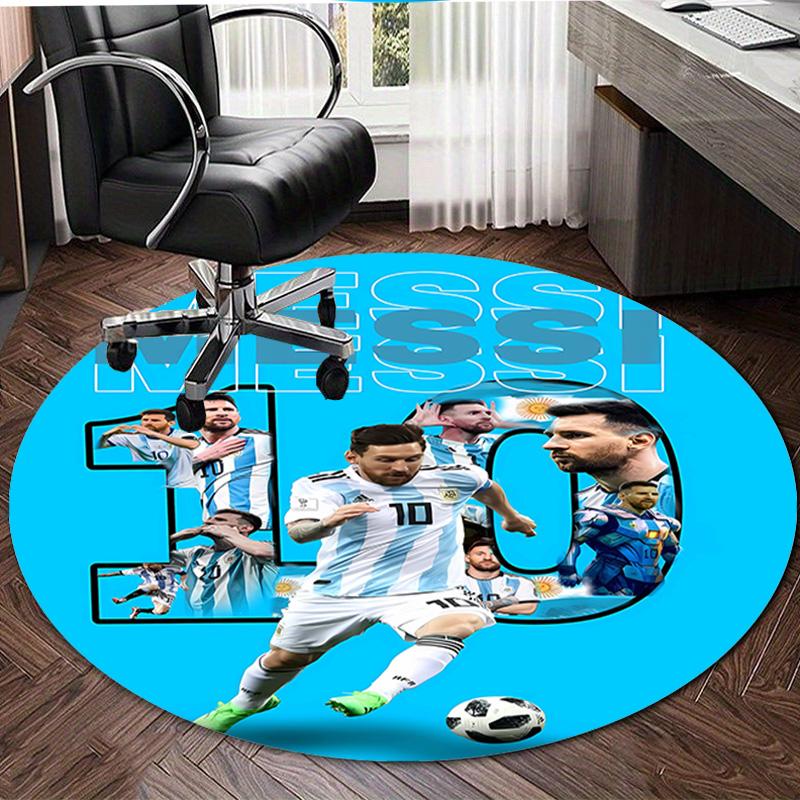 1pc Football Star (2) Print Round Carpet Chair Round Carpet Suitable for Bedroom Living Room Home Decorative Carpet