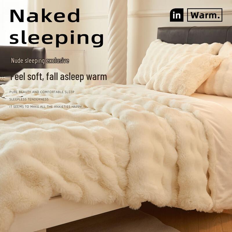 Thickened Rabbit Plush Fleece Blanket