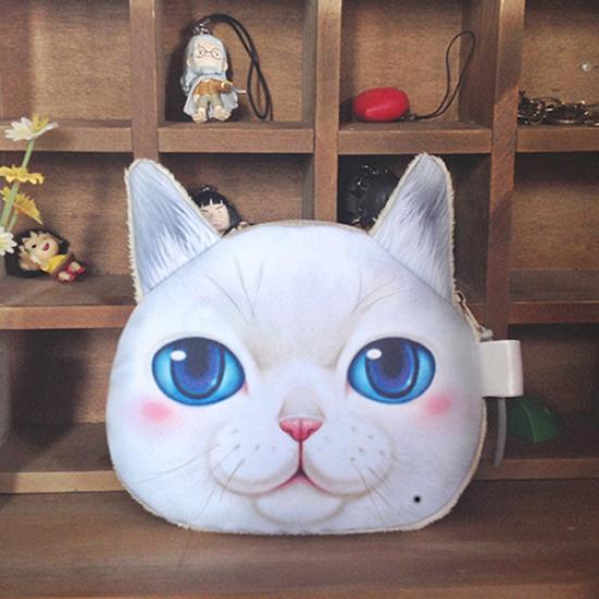 Rolig katt Ansikte Huvudtryck Mini Myntväska Plånbok Plånbok Dragkedja Barn Present