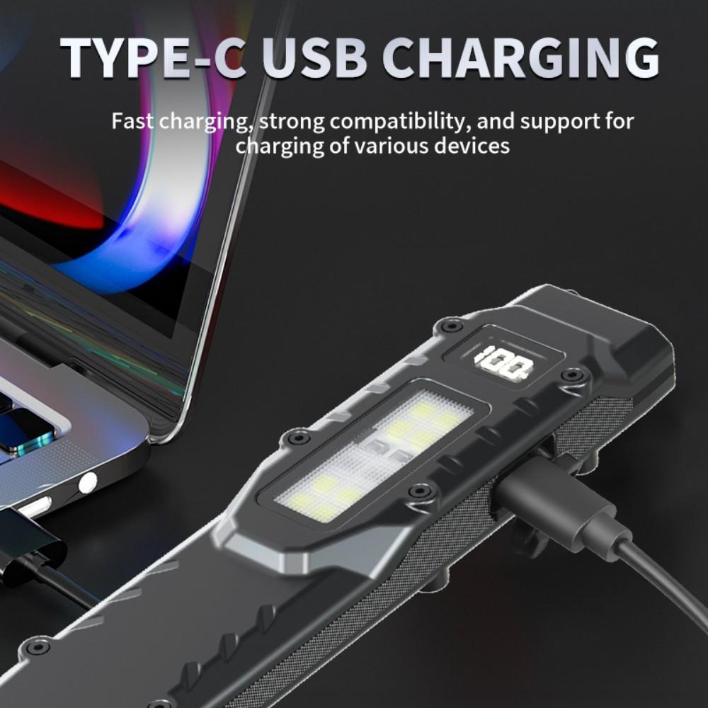 Mini Ultrathin LED Magnetic Warning Camping Flashlight Working Light Multifunctional Keychain Light Rechargeable Flashlight Outdoor
