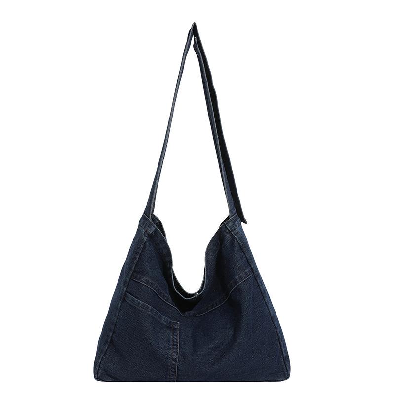 Washable Denim Large Capacity Crossbody Bag for Students, School Bag, Women's Bag, Simple Shoulder Bag