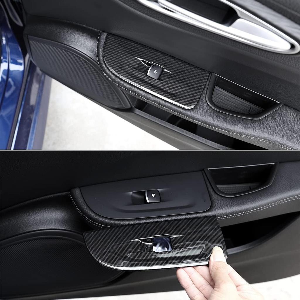 TOYCIDFG Car Door Inner Handle Window Lift Button Panel Cover Trim Compatible with Alfa Romeo Giulia 2017-2021, Carbon Fiber Pattern Car Decoration