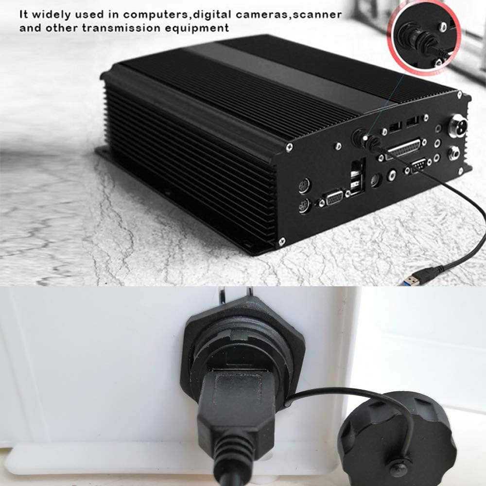 USB2.0 IP67 Waterproof Cable Extension Connector Double Head Coupler Adapter Male To Female Socket Plug Panel Mount, with Waterproof/Dust Cap, with