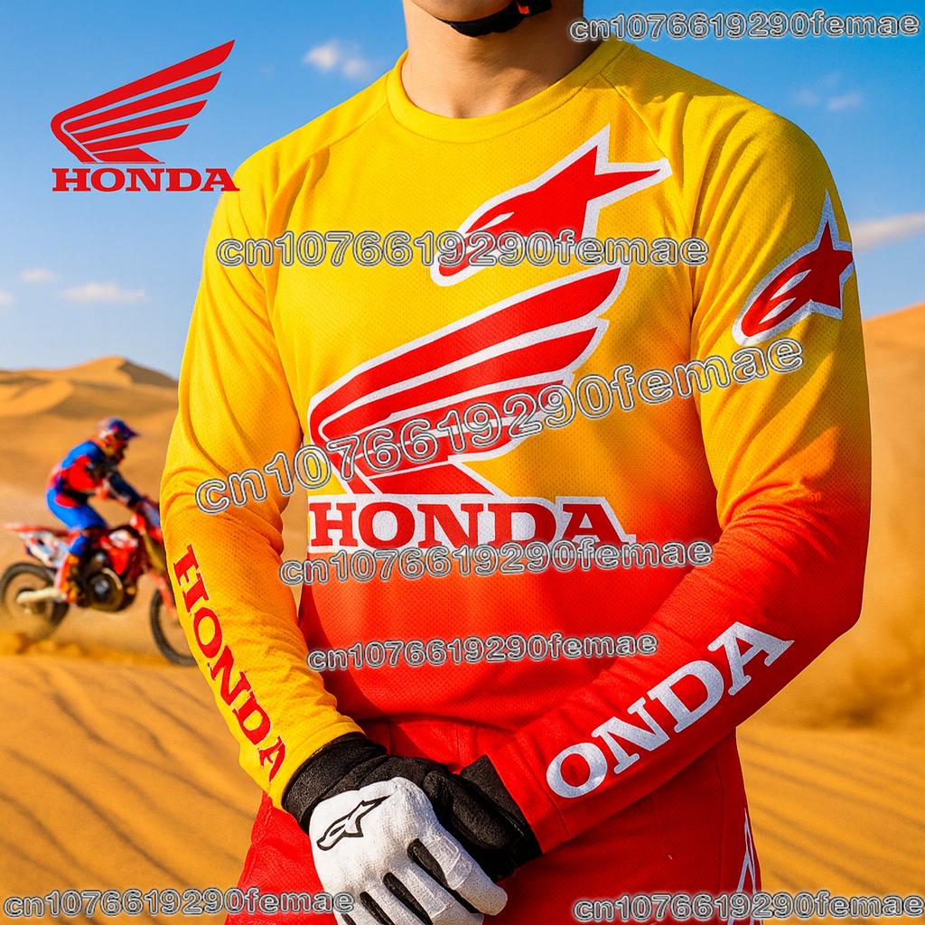 Honda Motorcycle Long Sleeve Jersey Quick Dry Breathable Comfortable Riding Shirt for Dirt Bike Mountain Racing Enthusiasts