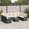 Garden Sofa Set with Cushions 10 pcs Black Poly Rattan