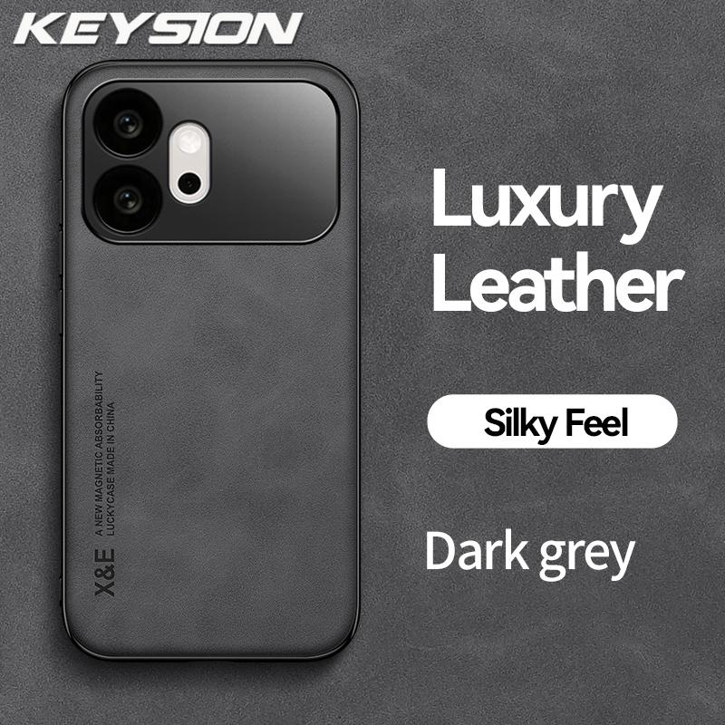 KEYSION Luxus Retro PU-Leder Handyhülle für HONOR 600 Pro 5G Silikon+PC Stoßfeste Handy-Rückabdeckung für Huawei Honor 600 5G