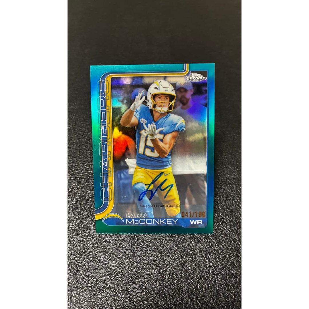 Used /199 NFL Ladd McConkey Topps Autographed Card