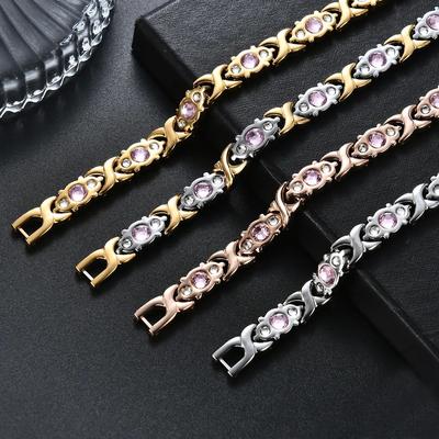Hot-selling 4-in-1 Diamond-set Magnetic Bracelet Detachable Anti-fatigue Biological Health Magnetic Bracelet for Women