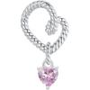 WOSTU Real 925 Silver Pink Heart Charms Clips Spacer Bead Opal Pendant Fit Bracelet Jewelry Make DIY Valentine Gift For Lover