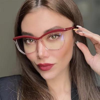 Eyebrow Flat Lens New Optical Glasses Fashion Anti-blue Light Frame Cross Border Female Concave Shape Frame Trending Transparent Eyewear