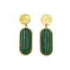 European Retro Gold-Plated Malachite Pendant Earrings for Women - Light Luxury High-End Style