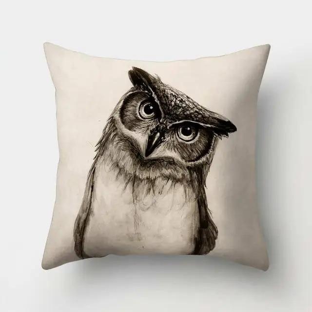Cama Sofa Decorativa Funda de Cojín Decorativa Patrón de Búho Manta de Poliéster Funda de Cojín para Sala de Estar