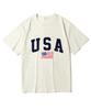 Oeta Usa Flag Double Cotton Oversized Short Sleeve T-Shirt Ots26022(8 Colors) (Type A)