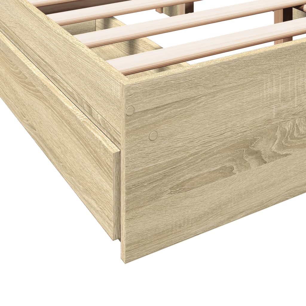 Bed Frame with Drawers Sonoma Oak 120x190 cm Particleboard