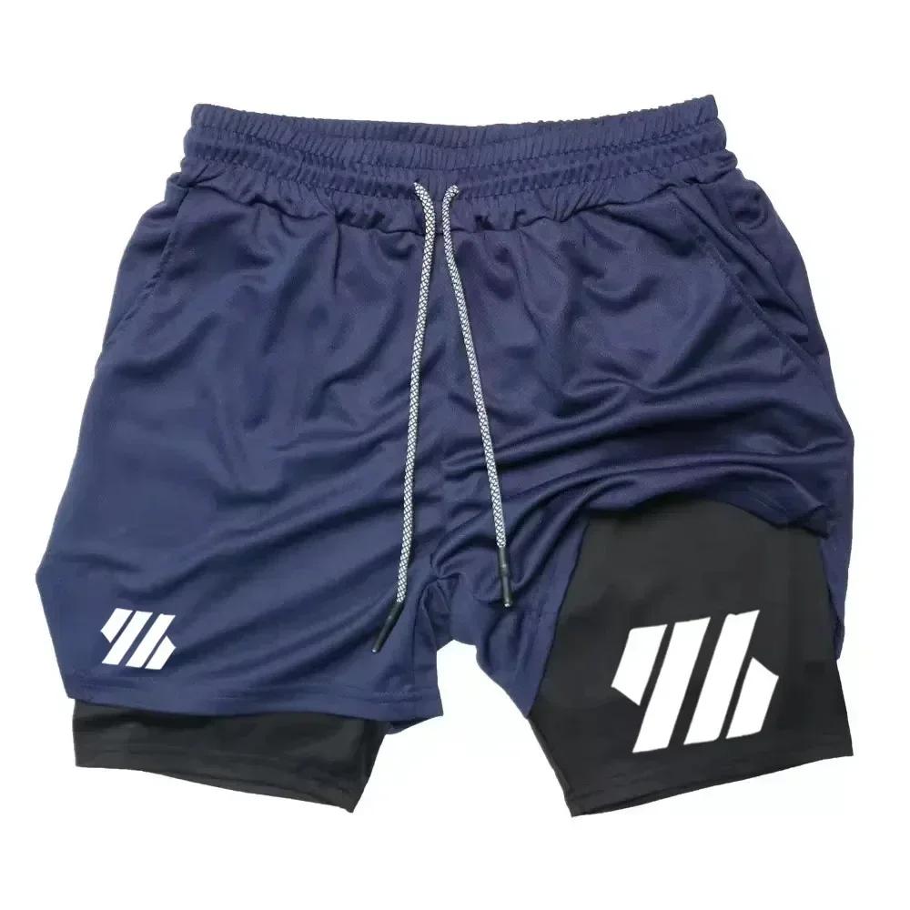 Pantaloncini da uomo 2 in 1 a doppio strato Gothic alla moda da strada traspiranti per fitness jogging casual moda estiva comodi