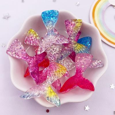 10PCS Mixed Resin Glitter 3D Fish Tail Flatback Rhinestone Figurines Appliques  DIY Mermaid's  Tail Scrapbook Crafts DIY Bow Decor Accessories