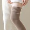 1 Pair Women Winter Warm Long Socks Solid Color Thickened Soft Thermal Stockings Fluffy Female Over Knee Socks