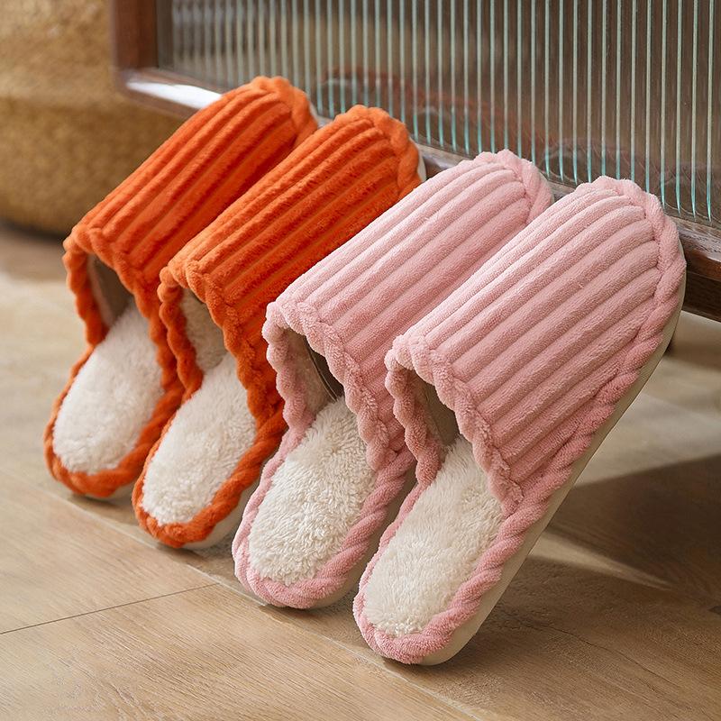Cotton slippers non-slip home floor wool slippers winter home couple indoor shoes factory cargo pass