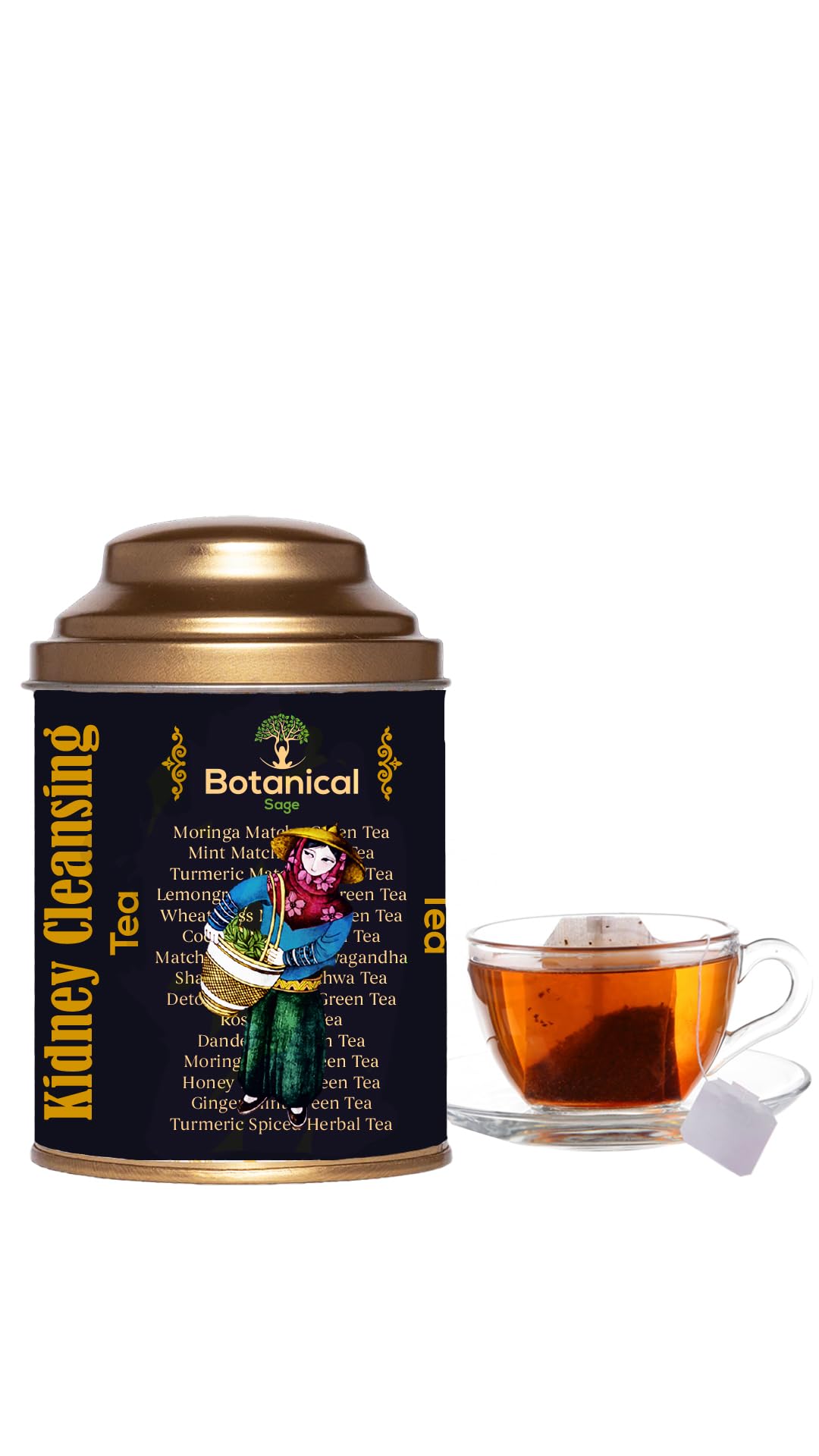 

Botanical Sage- Kidney Cleansing tea 30 Pyramid Tea Bags | 30 days pack With goodness of dandelion root & leaf, Milk thistle seeds,Gokhru, D