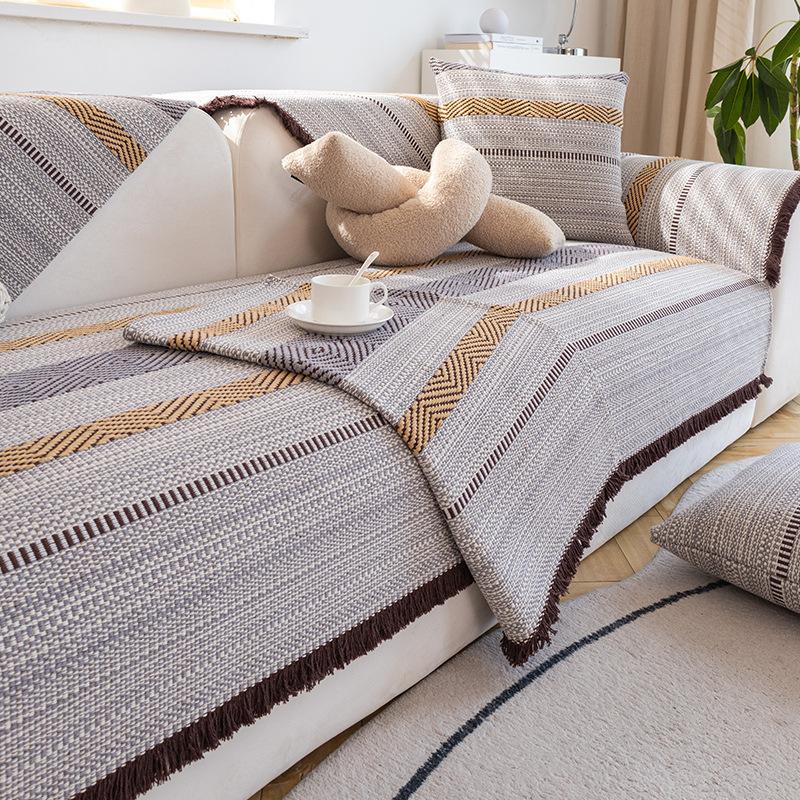 Cotton and Linen Sofa Cushion Non-Slip High-End Sofa Cover All-Inclusive Nordic Simple Thickened Cushion Cover Cloth Four Seasons Universal