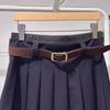 In Stock 2026 Spring College Style Belted High Waist Pleated A-Line Short Skirt for Women