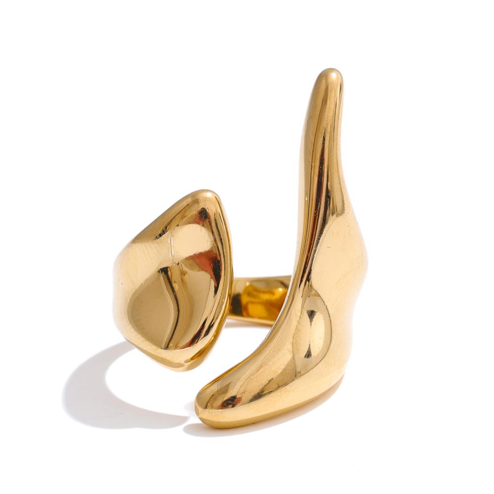 Eetit New Casting PVD Plated Stainless Steel Metal Geometric Adjustable Creative Ring Women Daily Fashion Jewelry Accessories