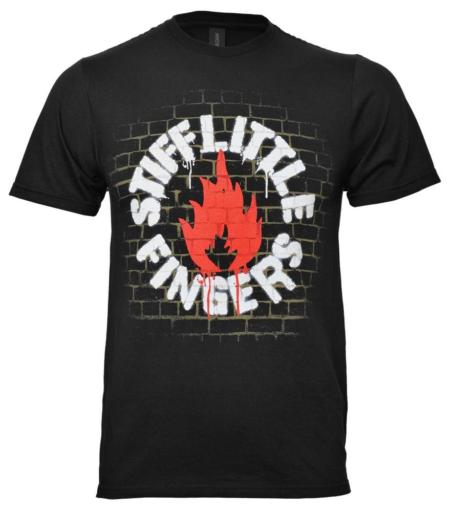 

Stiff Little Fingers T Shirt Wall Black Punk Logo New Official XL
