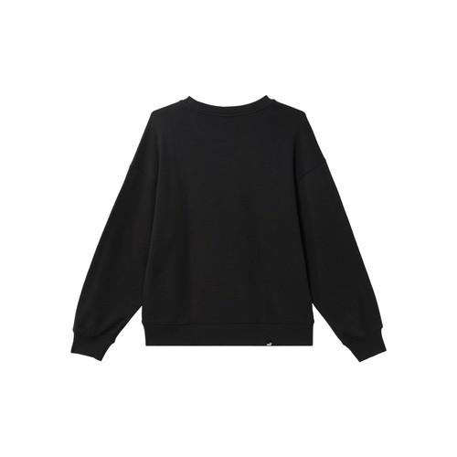 PUMA Women's Solid Color Casual Crewneck Long Sleeve Sweatshirt in Black