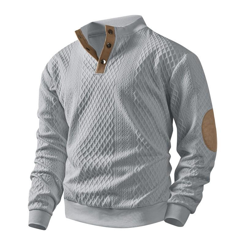 2026 Mens Casual Long Sleeve Stand Collar Sweatshirt Solid Color Slim Fit Daily Wear
