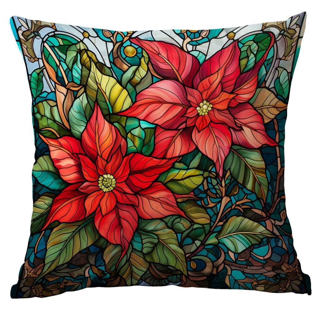 New Vintage Floral Pillowcase Creative Colored Glass Printed Home Sofa Car Cushion Pillowcase