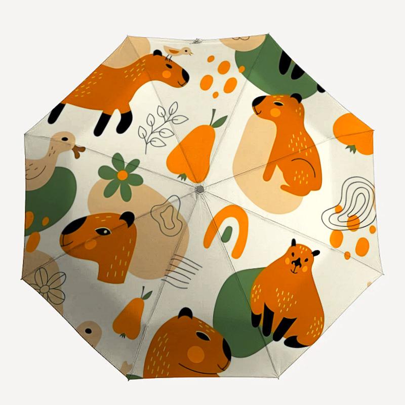 1pc Capybara PatternAutomatic Open/close Folding Umbrella, Compact Portable Travel Umbrella, Perfect Birthday/Holiday, Cute Umbrella y049