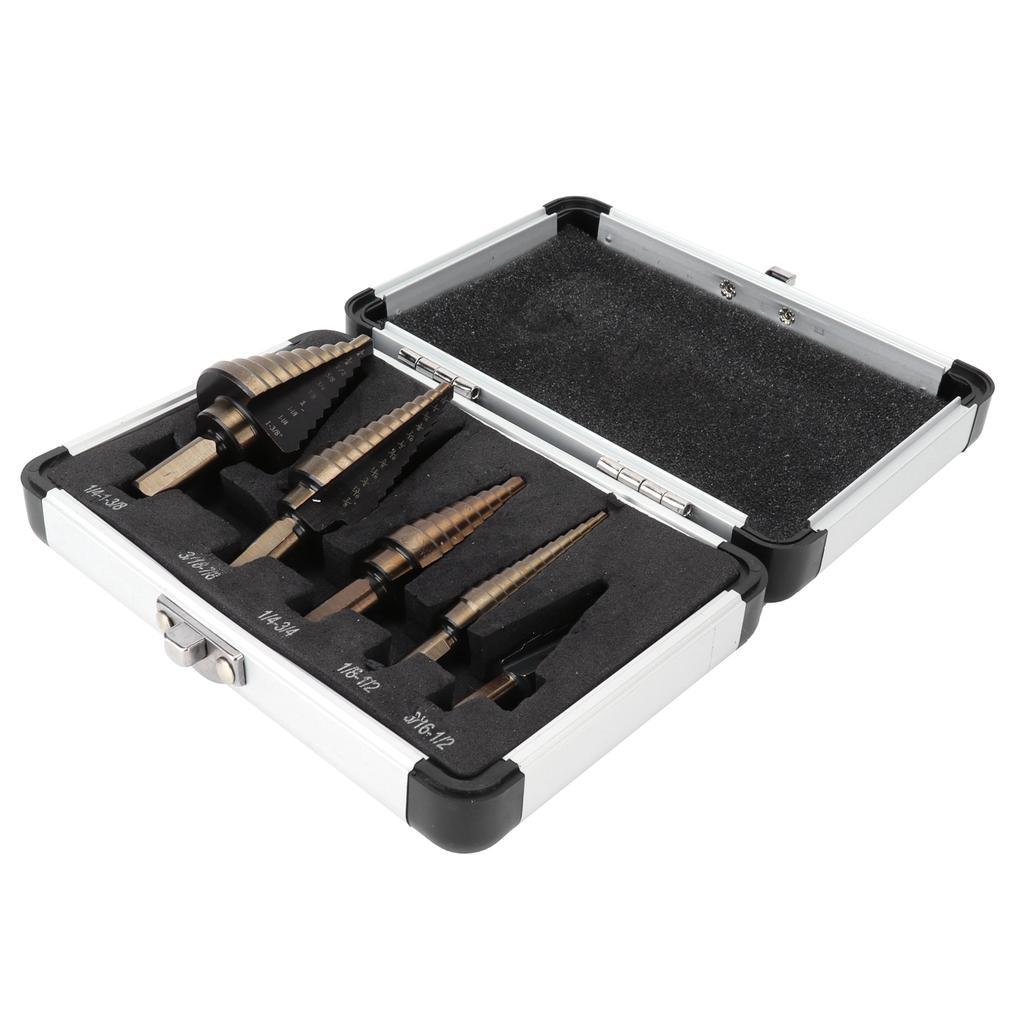 5PCS Step Drill Bit Set HSS Metric Straight Flute Drill for Drilling Steel Plate