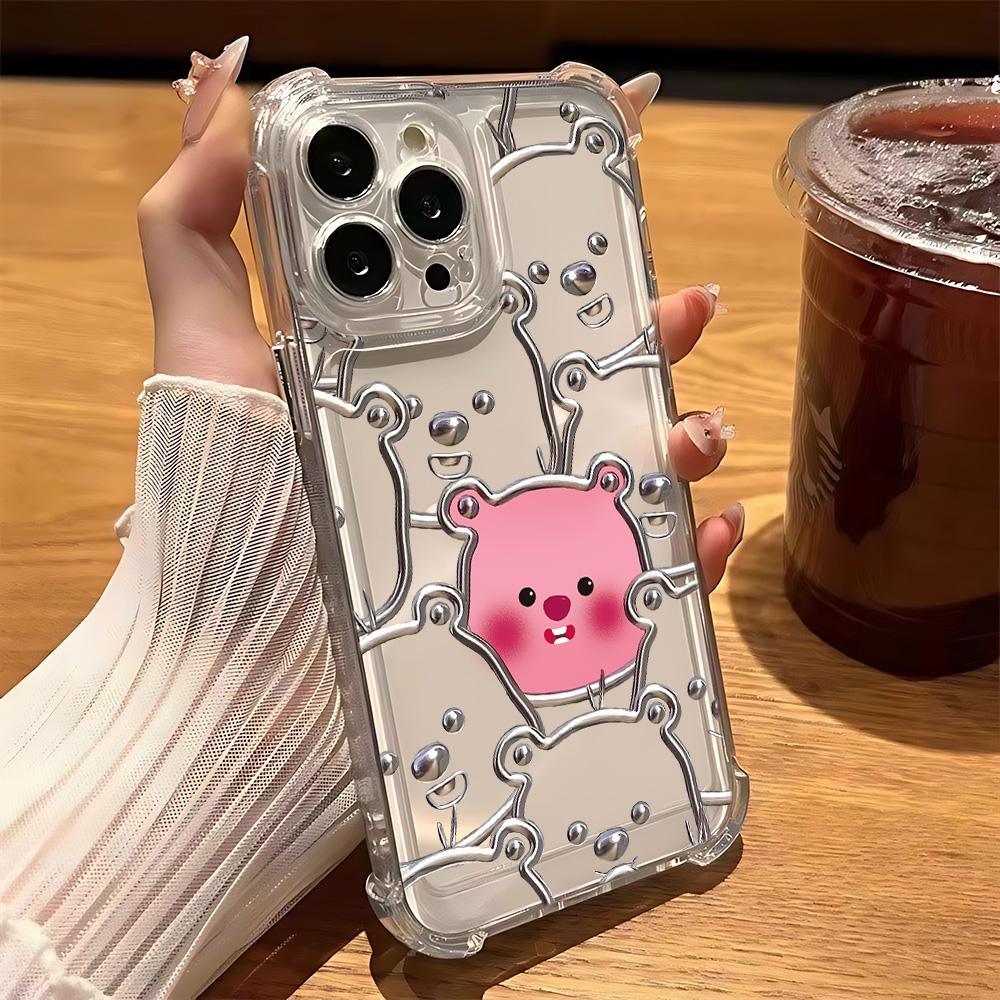 Cartoon Cute Pink Loopies Phone Case for IPhone 16 15 14 13 12 11 Mini Pro Max X XR XSMax 7 8 Plus Shockproof Transparent Cover
