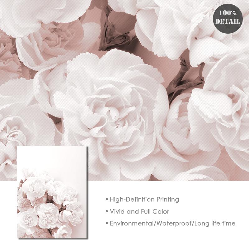 Scandinavian Pink White Flower Poster Leaf Plant Print Canvas Art Painting Wall Photos Modern Girl Room Decoration Home Decor