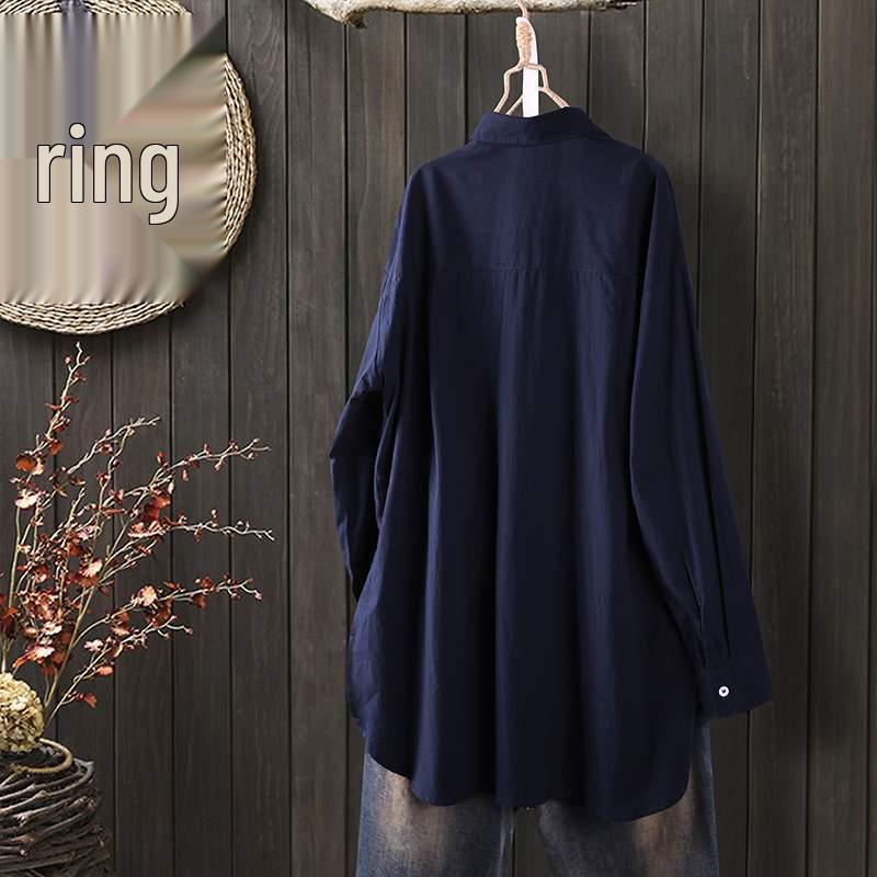 2024 Autumn Women's Solid Color Long Sleeve Irregular Lapel Shirt