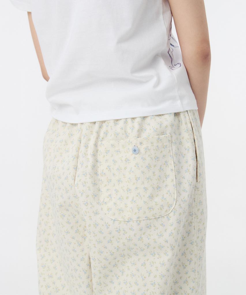 Ohesio Floral Wide Banding Pants, White