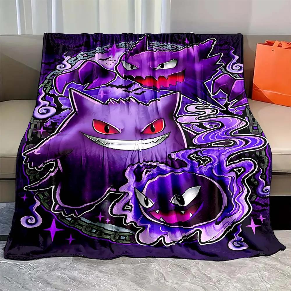 Japanese Games Pokemon Gengar Cartoon Blanket Warm Soft Flannel Material Suitable for Home Sofa Travel Camping RV Luxury Gift