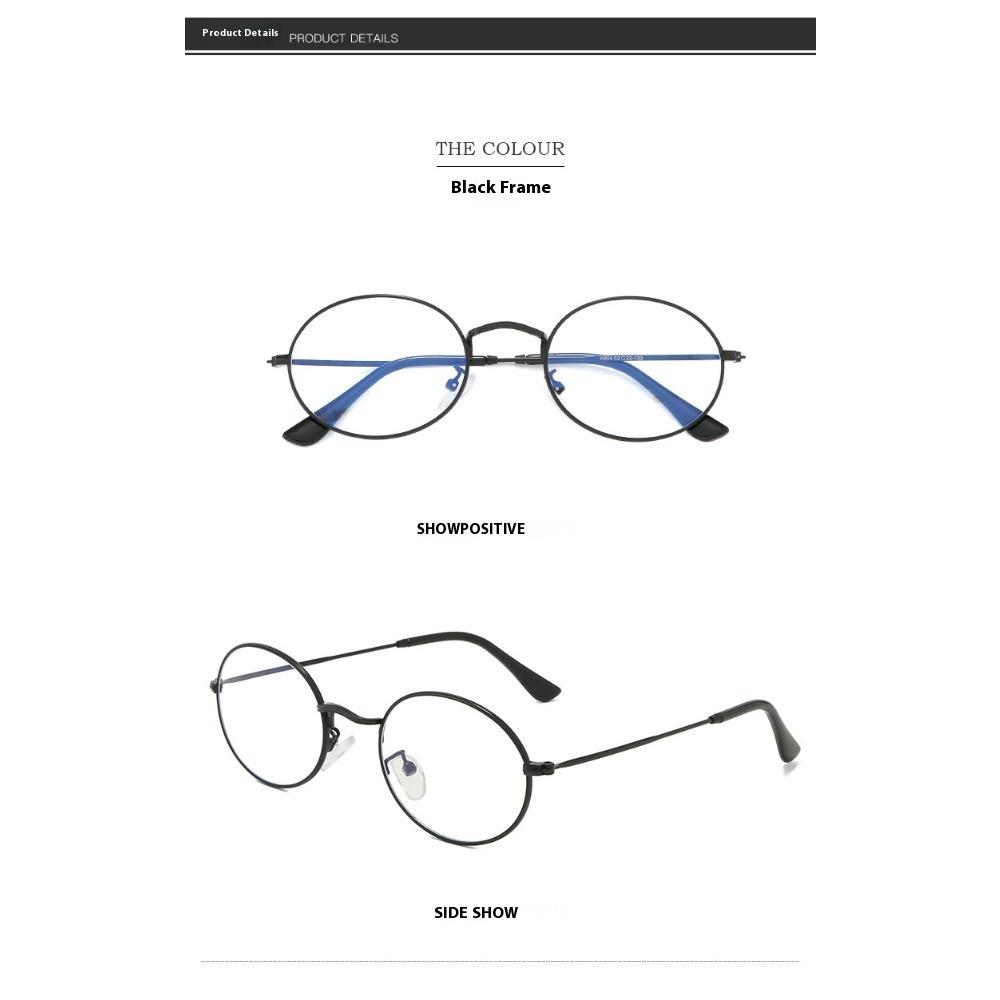 aoron Flat Mirror Metal Anti-blue Glasses Round Frame Men's and Women's Style Eye Protection Can Be Matched with Myopia Glasses