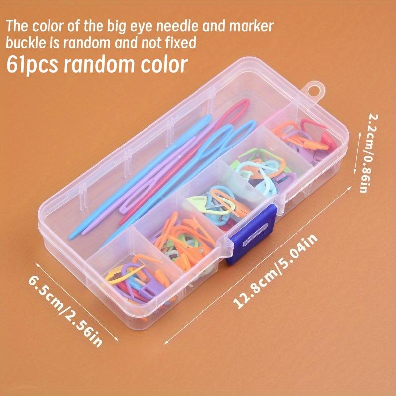 

61pcs Multicolor Plastic Resin Small Clips Knitting Crochet Markers Locking Stitch Needle Clip Marking Rings For Sewing Tool