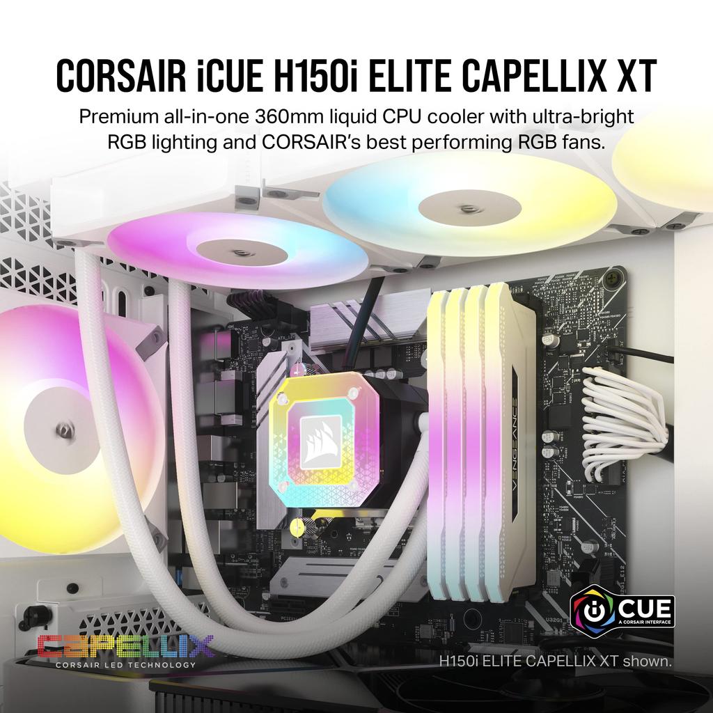 Corsair Disipador de CPU refrigerado por agua H150i ELT CAP XT WHT FN1852 CW-9060073-WW