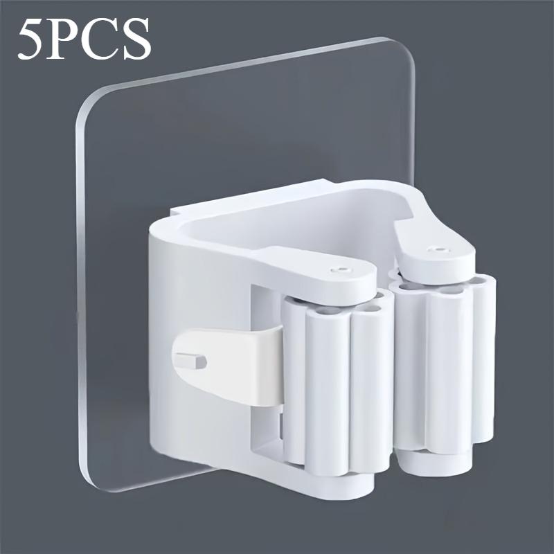 5pc Wall-Mounted Mop Organizer Holder,Durable Space-Saving Storage Rack for Sponges, Mops, and Brooms,Ideal for Bathroom
