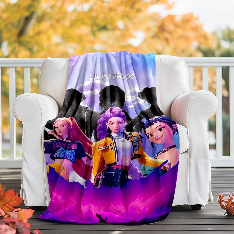 Coperta stampata a tema Cacciatori di Demoni KPop - Perfetta per divano, letto, viaggi e uso all'aperto | Lavabile in lavatrice, accogliente e resistente.